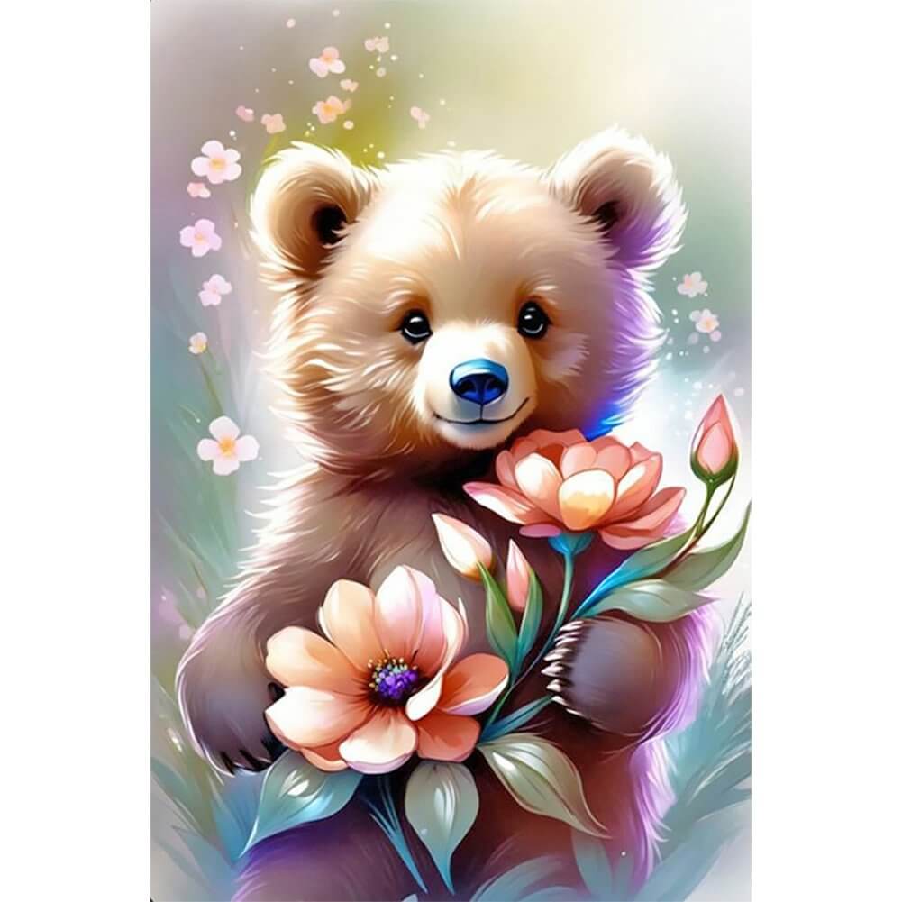 5D DIY Diamond Painting Kit - Full Round / Square - Flower Bear A