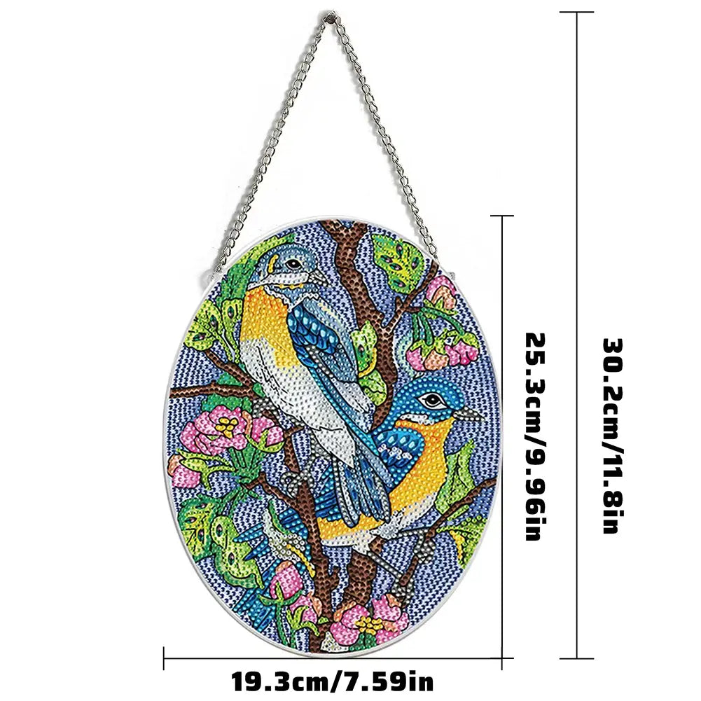 DIY Flower Birds Diamond Painting Vintage Hanging Ornament SIZE