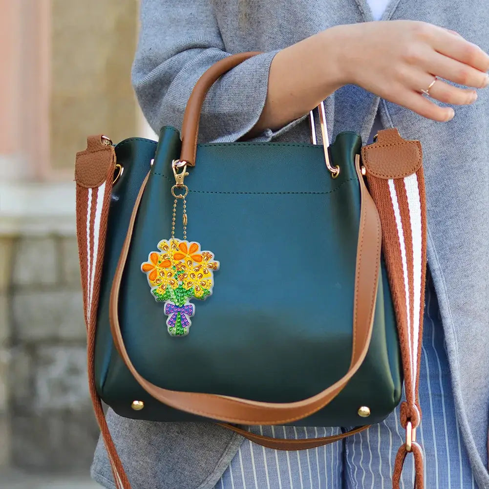 5pcs Flower Bouquets DIY Diamond Painting Bag Pendants