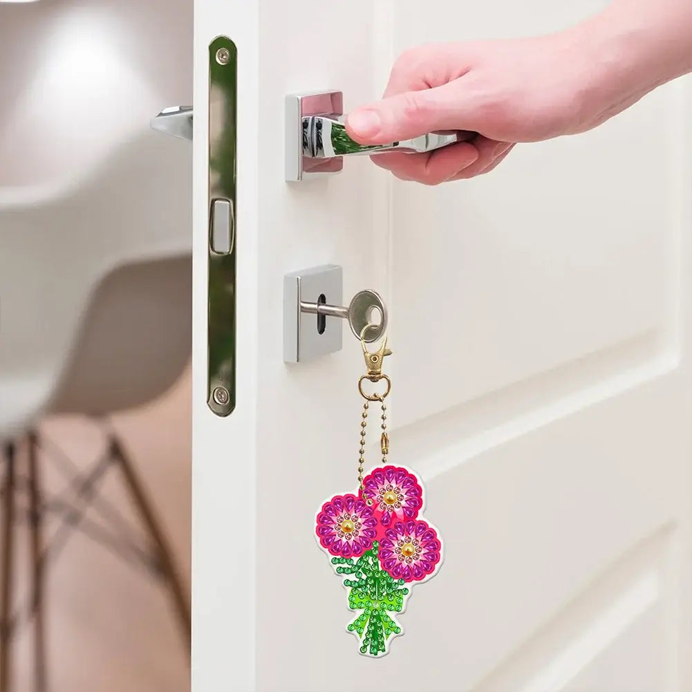 5pcs Flower Bouquets DIY Diamond Painting Keychains