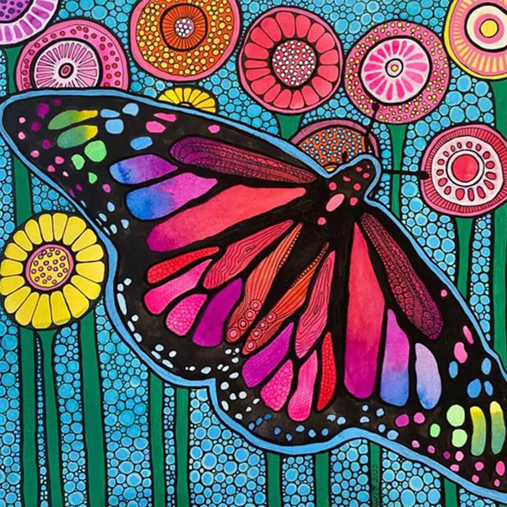 5D DIY Diamond Painting Kit - Full Round / Square - Flower & Butterfly B