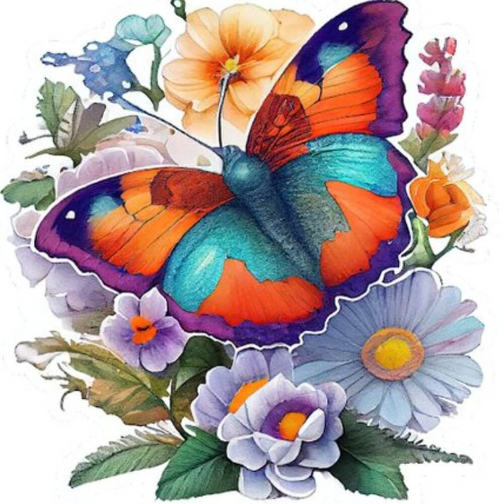 5D DIY Diamond Painting Kit - Full Round / Square - Flower & Butterfly