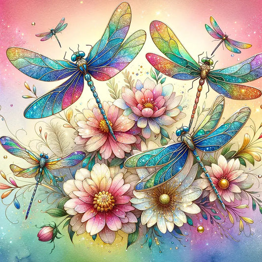 Flower Dragonflies 5D DIY Diamond Painting Kit