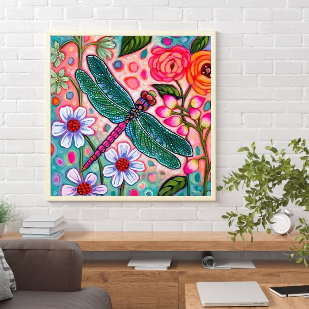 Flower & Dragonfly 5D DIY Diamond Painting Kit