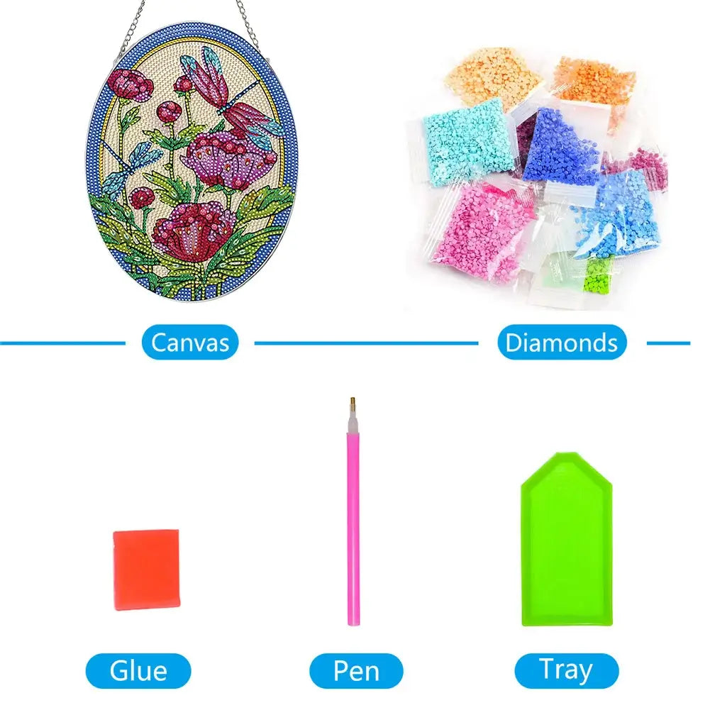 DIY Flower Dragonfly Diamond Painting Vintage Hanging Ornament Package