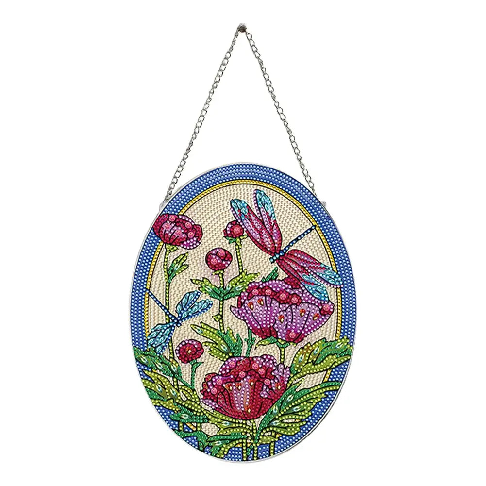DIY Diamond Painting Vintage Hanging Ornament - Flower Dragonfly