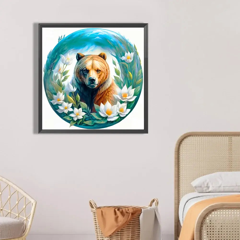 Flower Frame Bear Diamond Painting