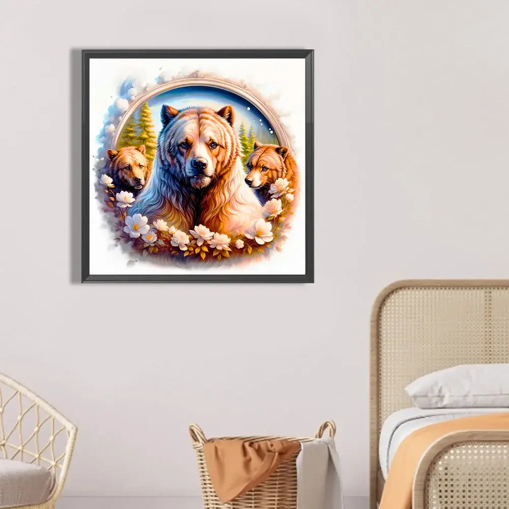 Flower Frame Bear Diamond Art