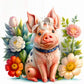 Diamond Painting - Full Round / Square - Flower Frame Pig B