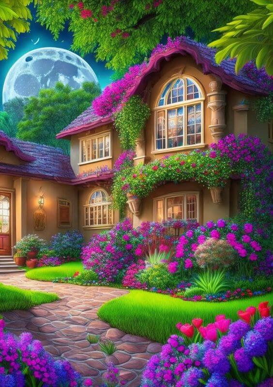 Flower House 5D DIY Diamond Painting kit