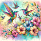 5D DIY Diamond Painting Kit - Full Round / Square - Flower Humming Bird D
