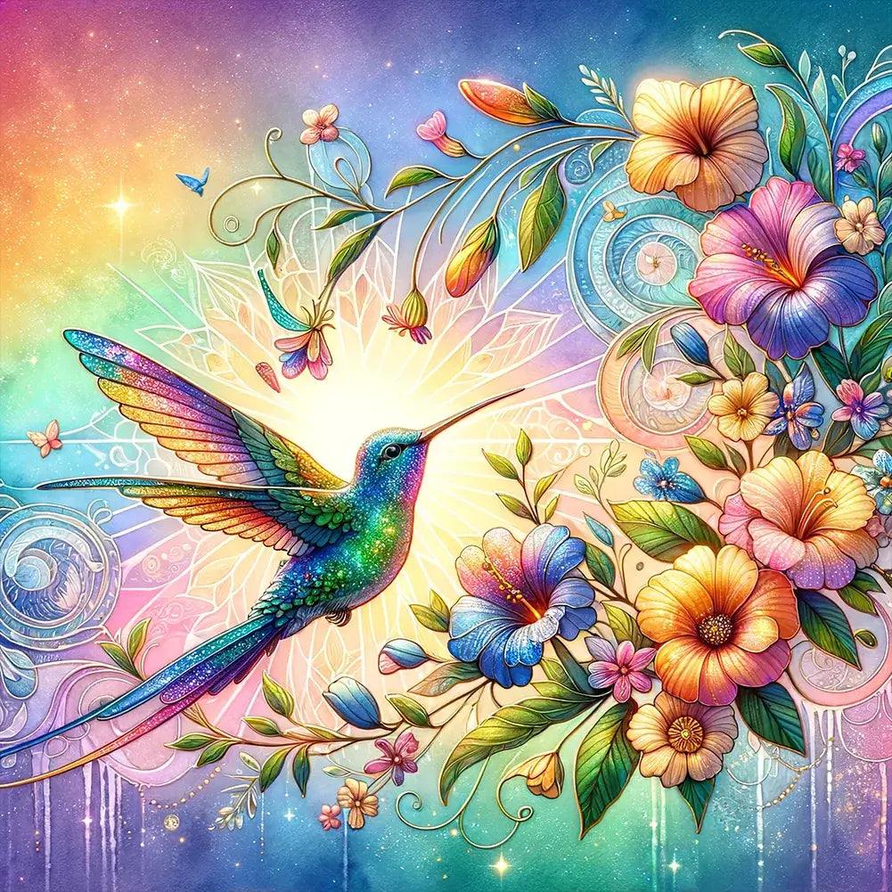 flower humming bird diamond painting