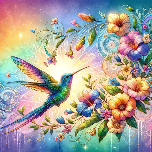 flower humming bird diamond painting