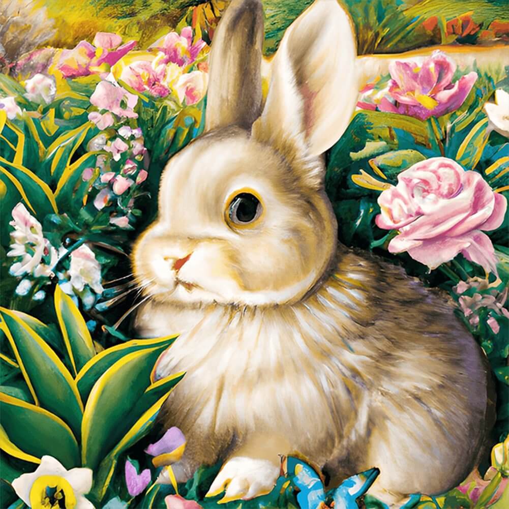 5D DIY Diamond Painting - Full Round / Square - Flower Rabbit
