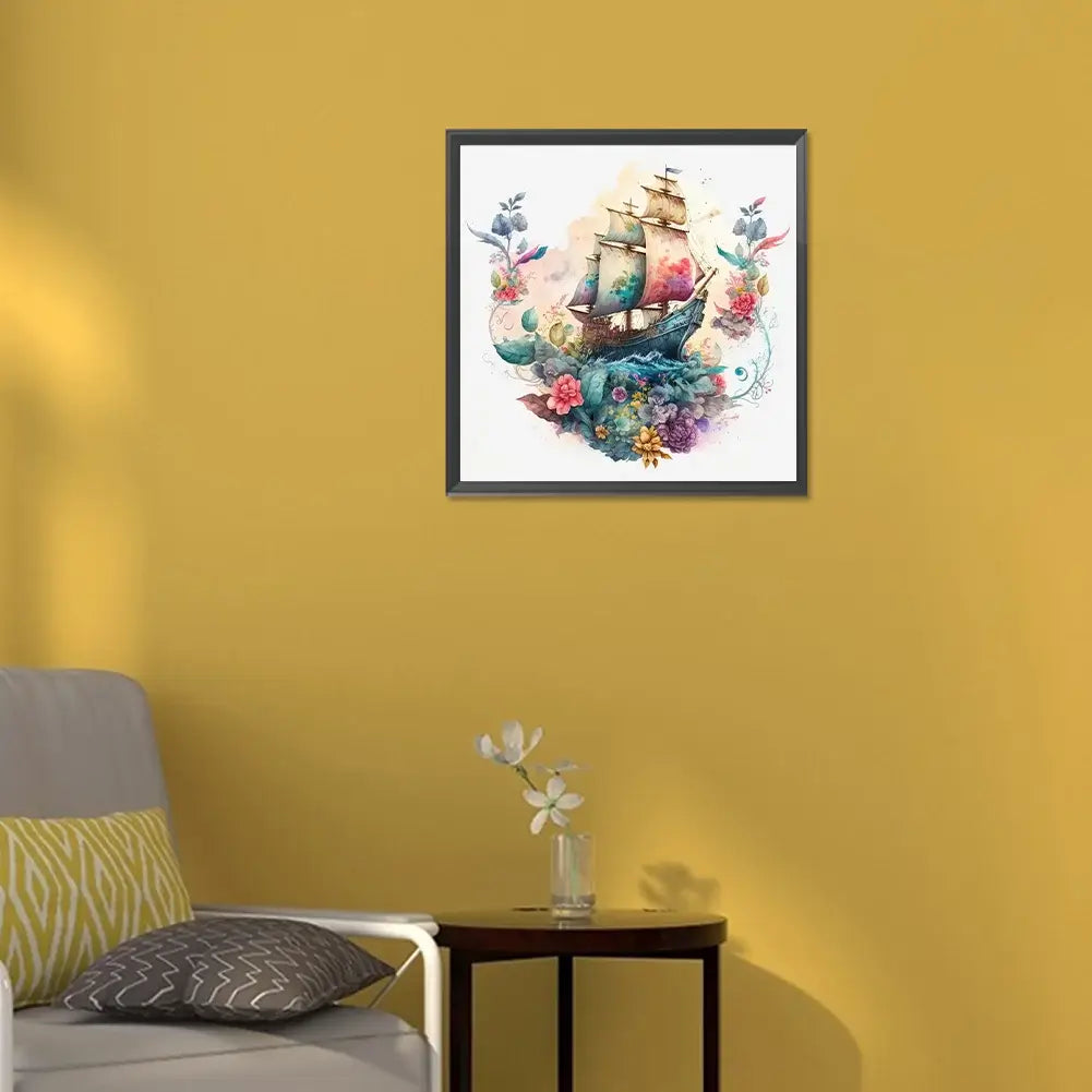 Flower Sailboat Full Round / Square Diamond Painting
