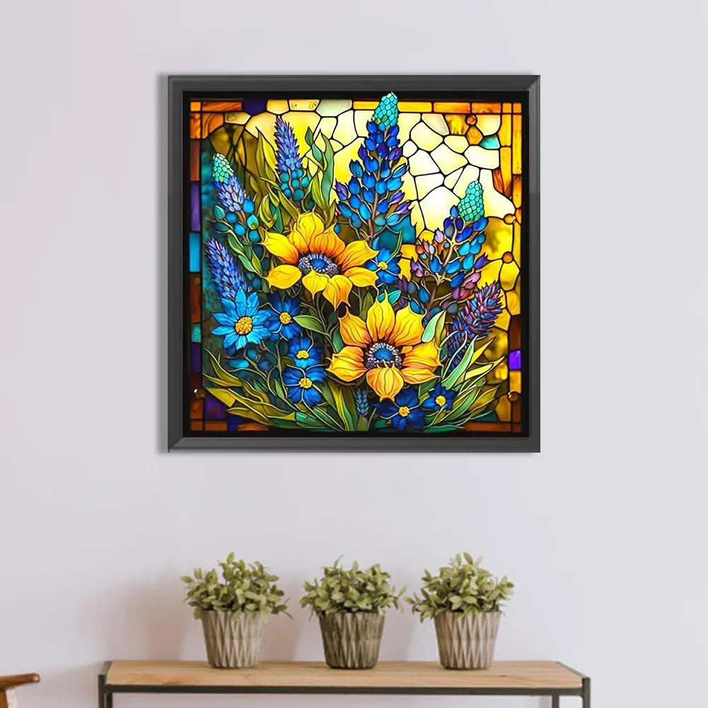 flower stained glass diamond art