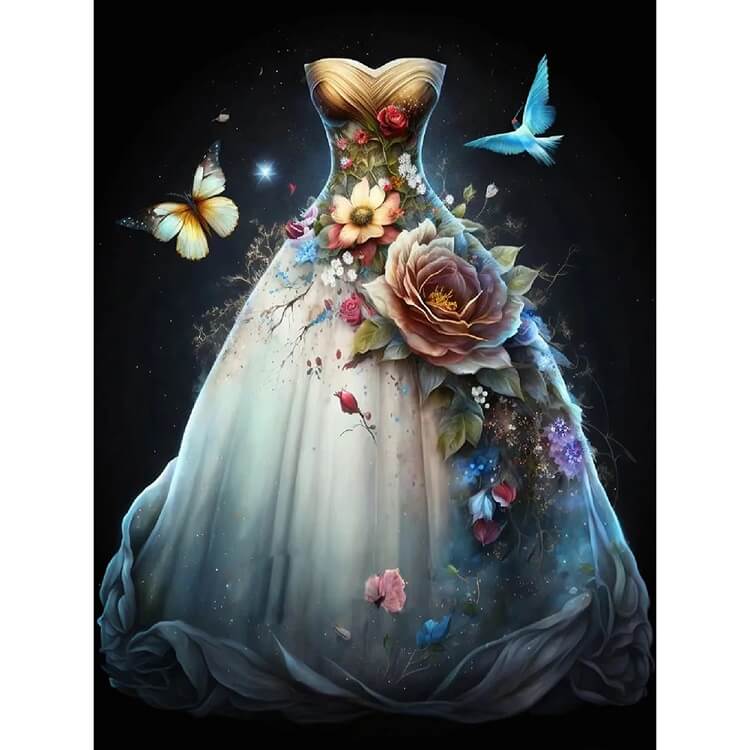 flower wedding dresses full drill diamond painting kit