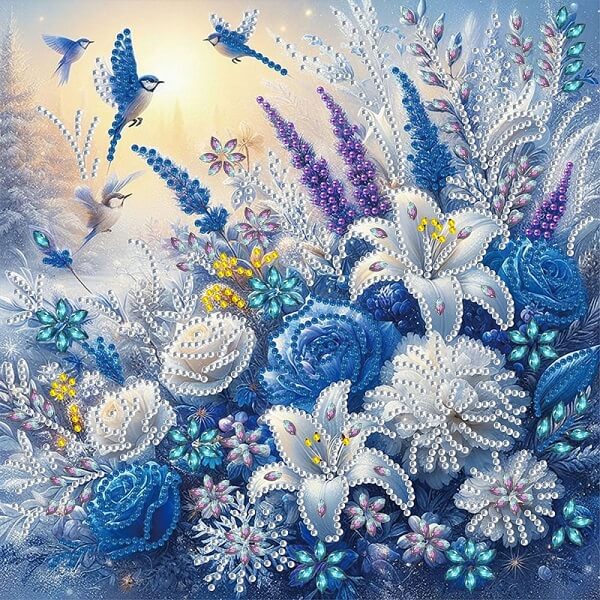 Blue Flower Crystal Rhinestone Diamond Painting