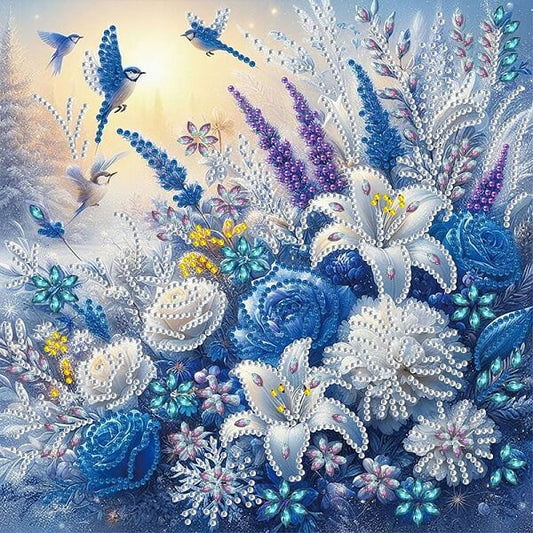 Blue Flower Crystal Rhinestone Diamond Painting