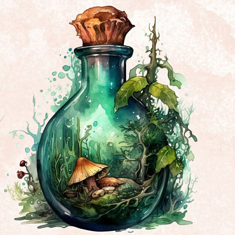 5D DIY Diamond Painting Kit - Full Round / Square - Forest Bottle