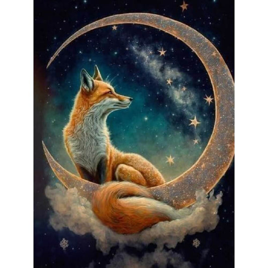 Diamond Painting - Full Round / Square - Fox On Moon