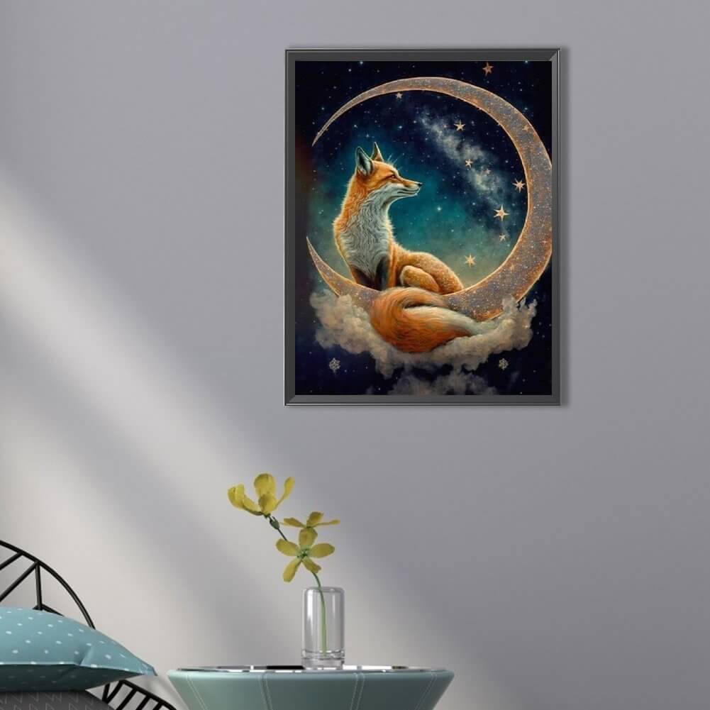 Fox On Moon Diamond Painting