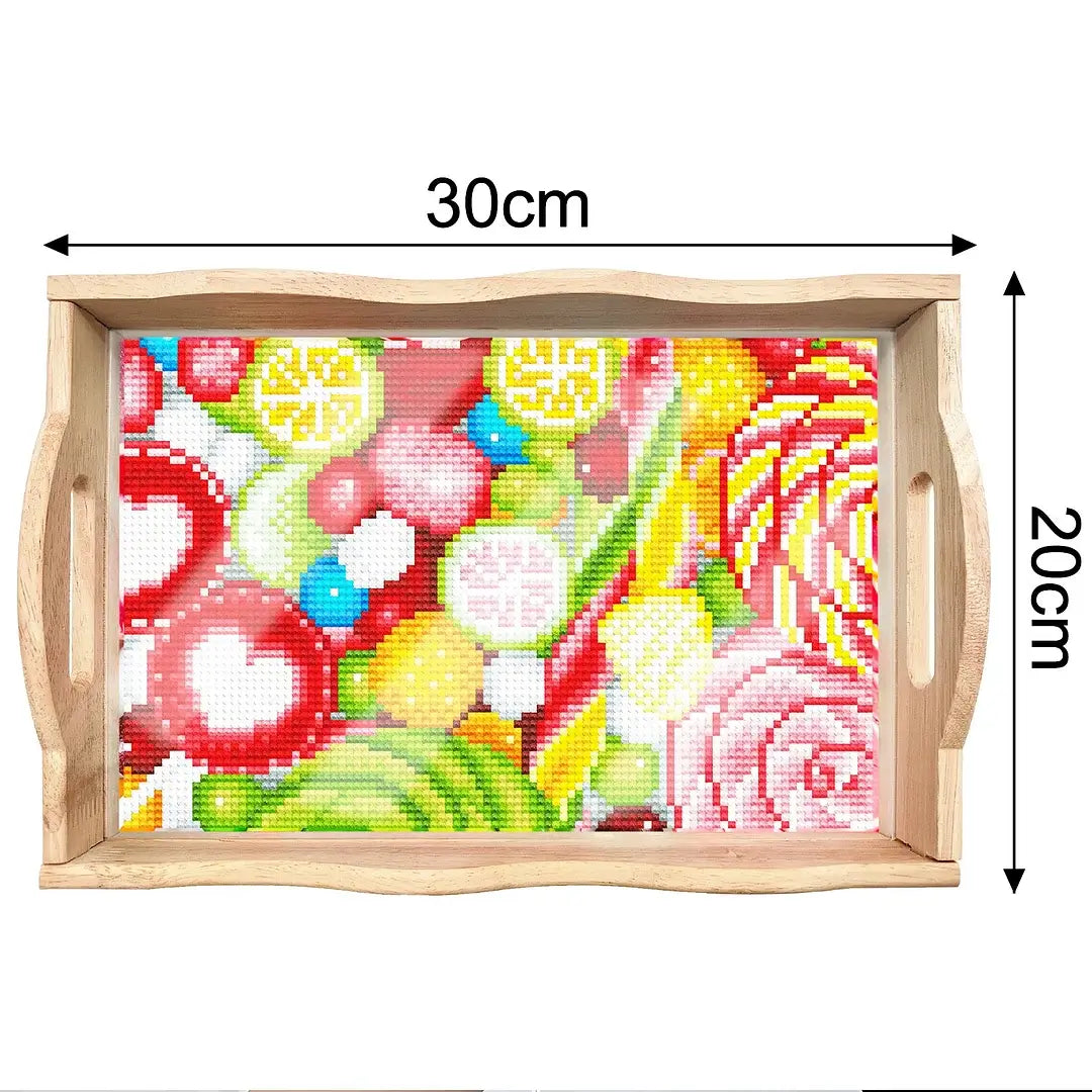 DIY Fruit Diamond Art Decor Wooden Food Serving Tray Size