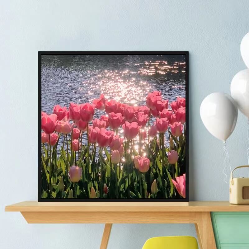 pink tulips full drill diamond art