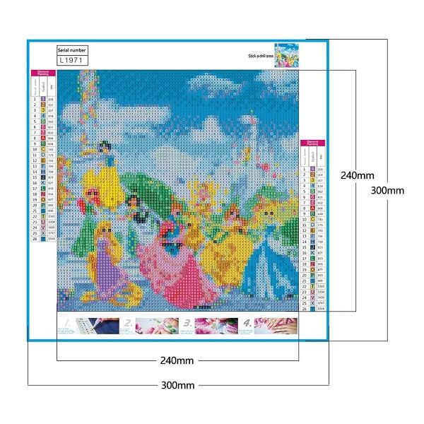 canvas size of Disney princess party 5d diamond painting kit