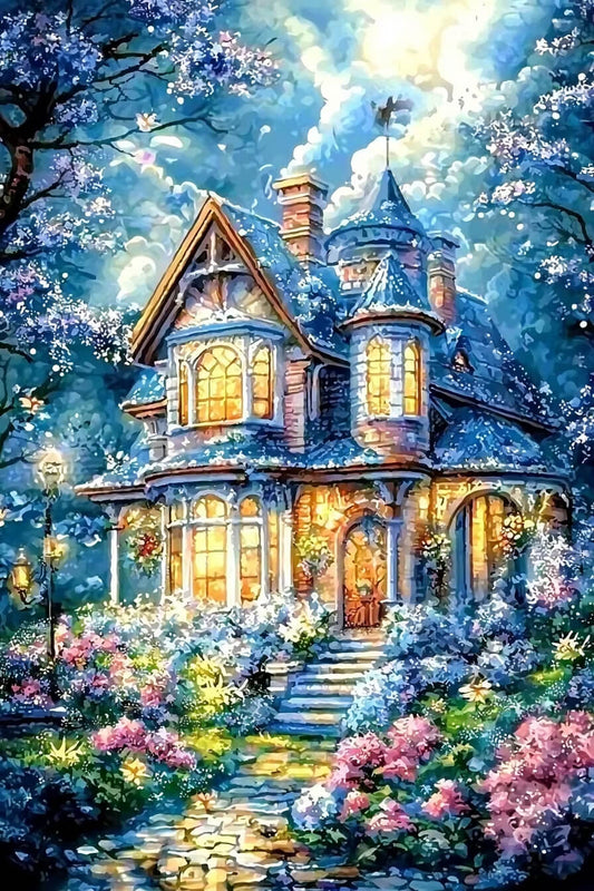 DIY Diamond Painting Kit - Full Round / Square - Garden Castle