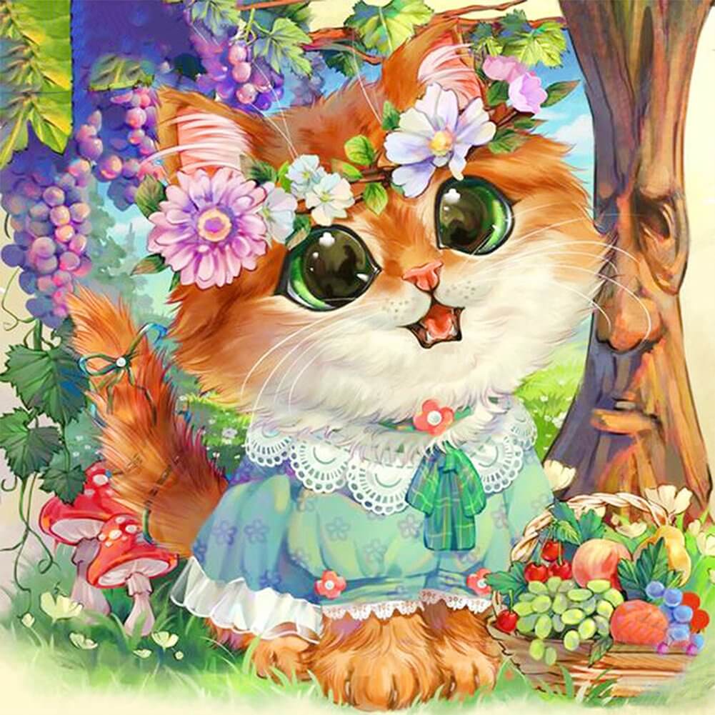 5D DIY Diamond Painting Kit - Full Round / Square - Garland Kitten