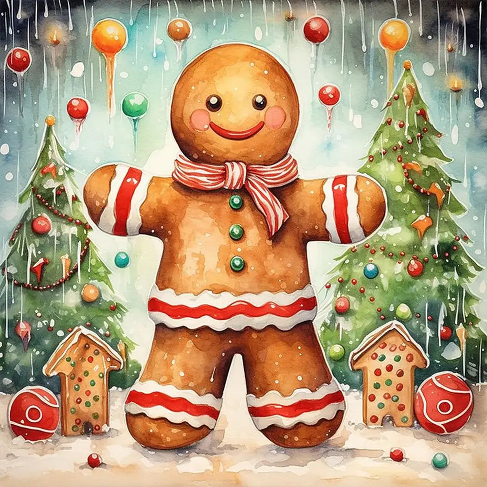 5D DIY Christmas Diamond Painting - Full Round / Square - Gingerbread Man B