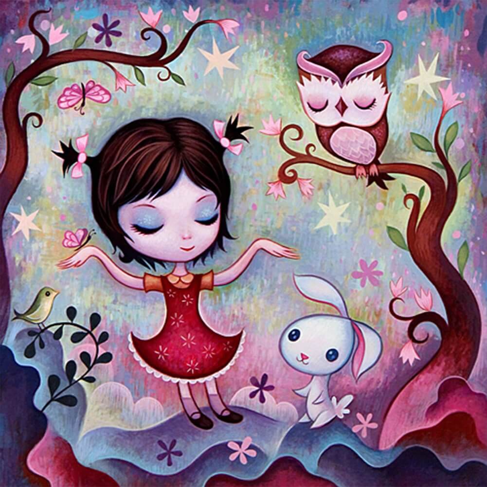5D DIY Diamond Painting Kit - Full Round / Square - Girl and Animal
