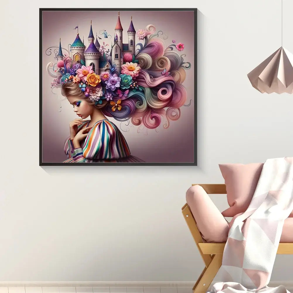 Girl With Castle Hair 5D DIY Diamond Painting Kit