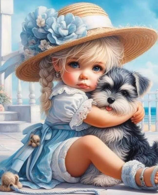 Girl And Dog Diamond Painting