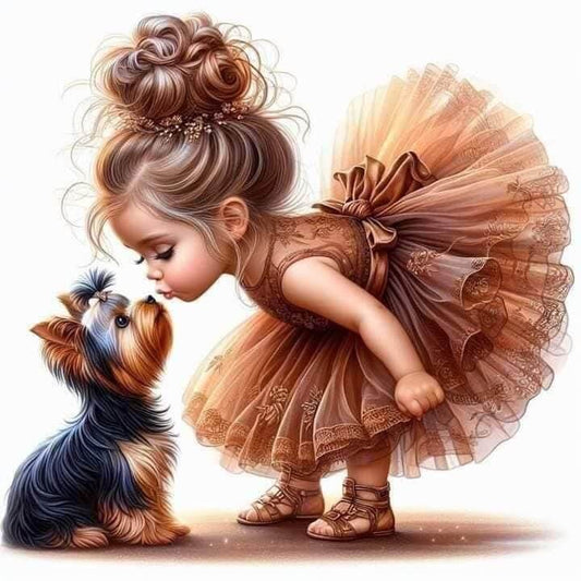 5D DIY Girl And Dog Diamond Painting