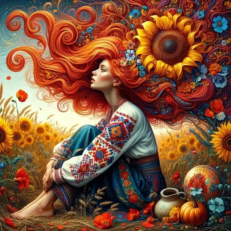 Girl In Sunflower Field Diamond Painting