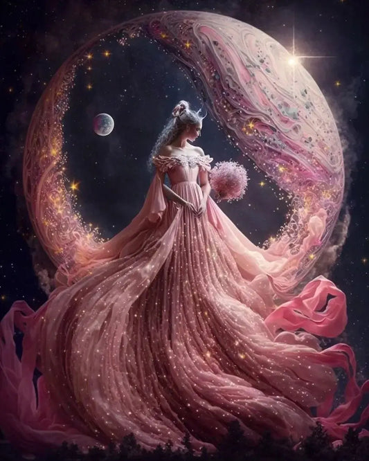 girl on moon diamond art
