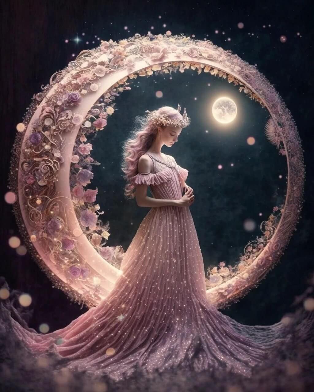 girl on moon diamond art kit