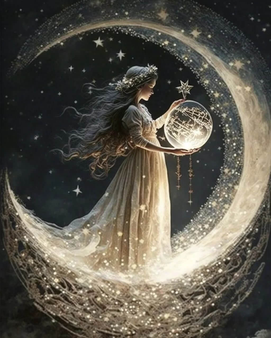 Girl On Moon 5D DIY Diamond Painting