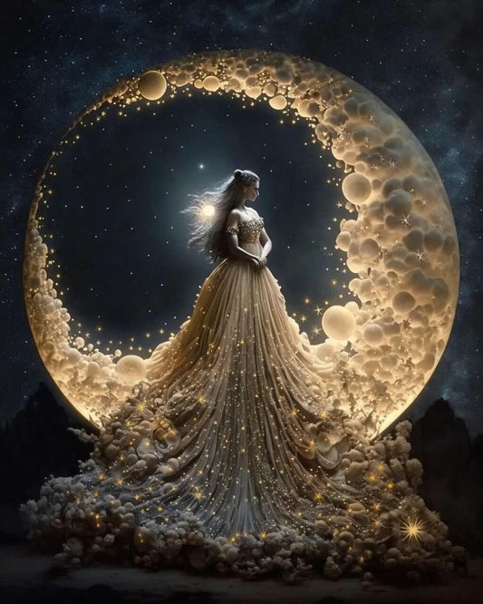 girl on moon diamond painting kit