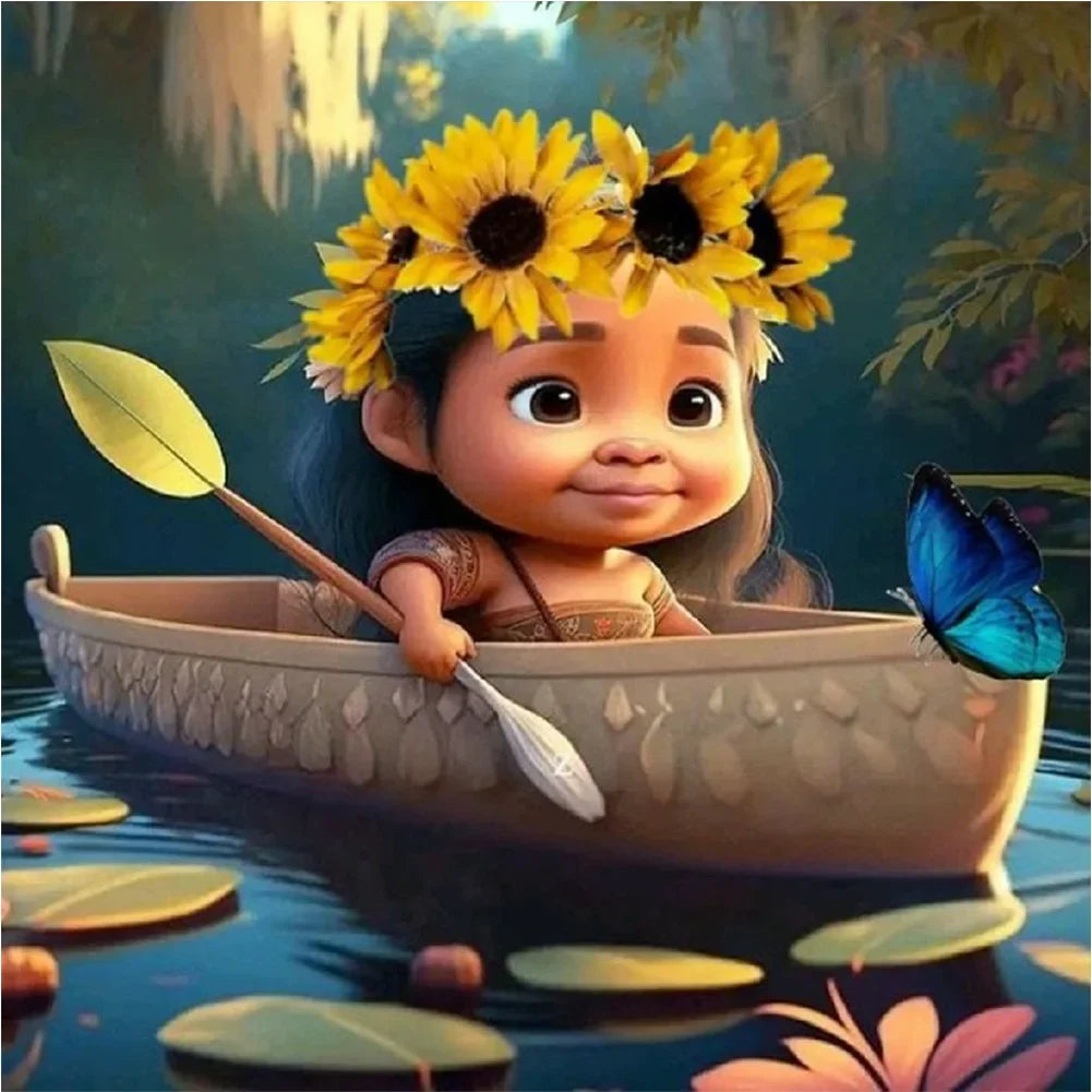 girl rowing boat diamond painting kit