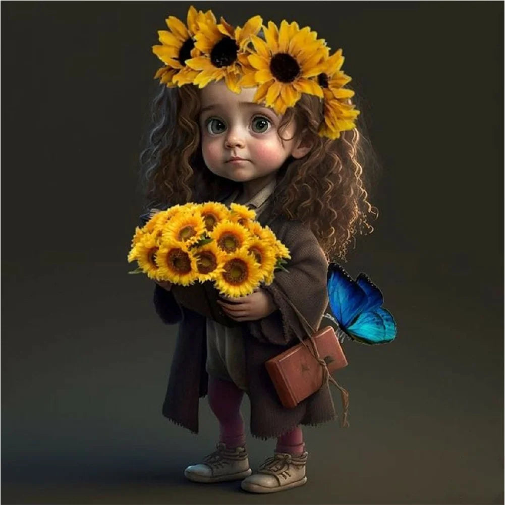 5D DIY Diamond Painting - Full Round / Square - Girl & Sunflower