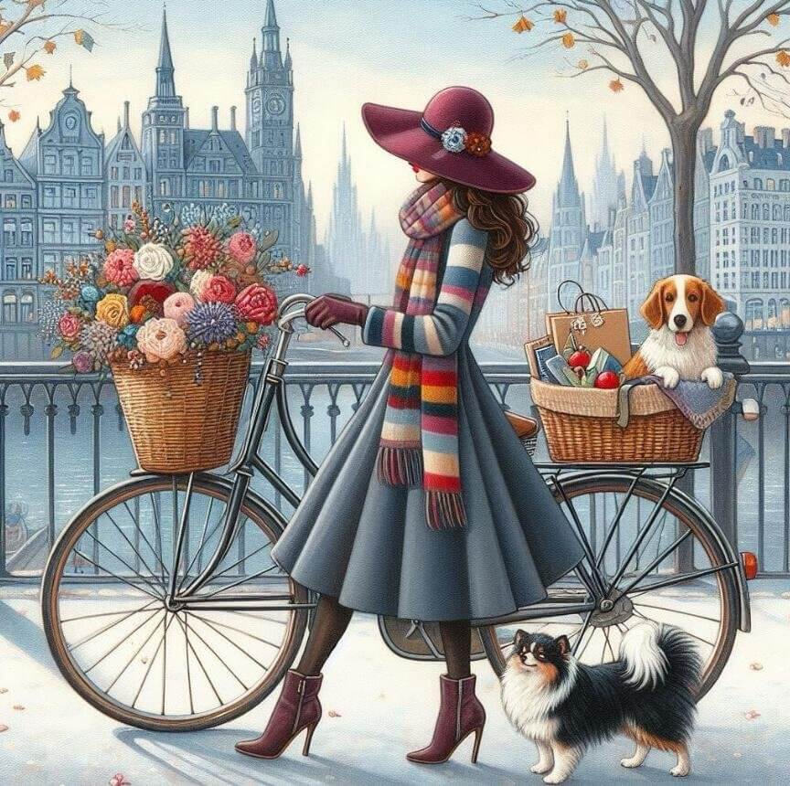 Girl With Bike 5D DIY Diamond Painting