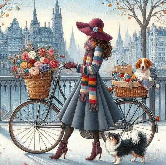 Girl With Bike 5D DIY Diamond Painting