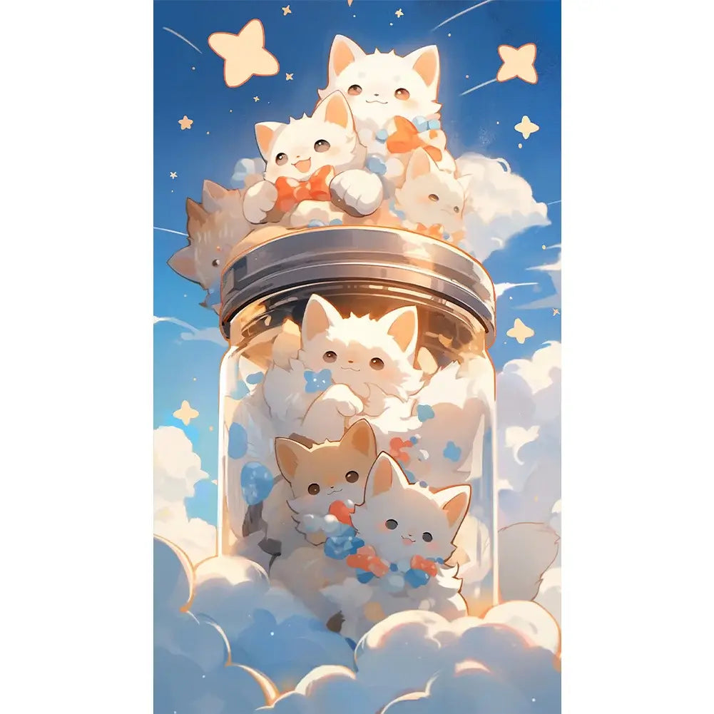 Glass Bottle Cats 5D DIY Diamond Painting