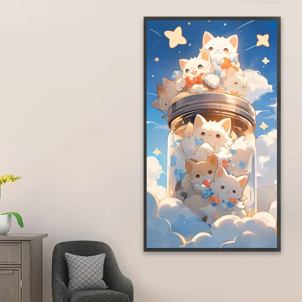 Glass Bottle Cats 5D Diamond Painting