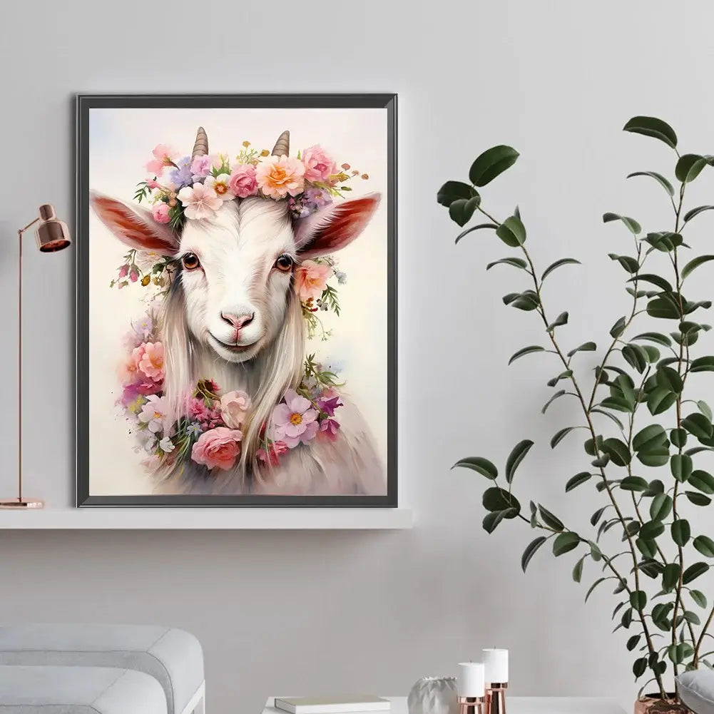 Goat In Garland 5D DIY Diamond Painting