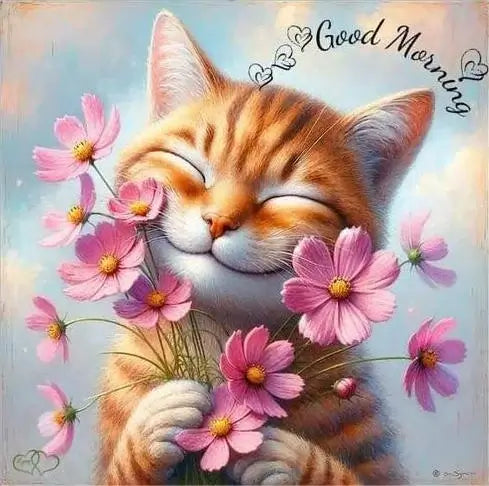 Good Morning Cat Diamond Painting