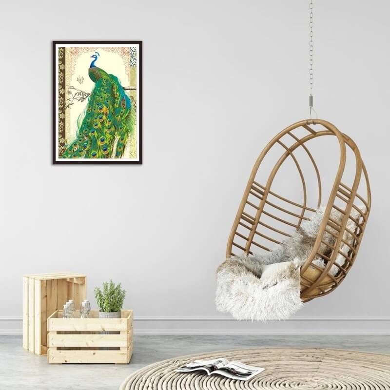 Green peacock full round diamond painting
